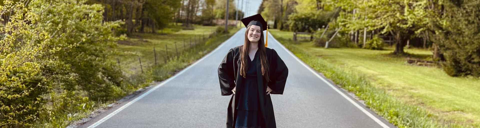 Allison Hartong in graduate regalia.